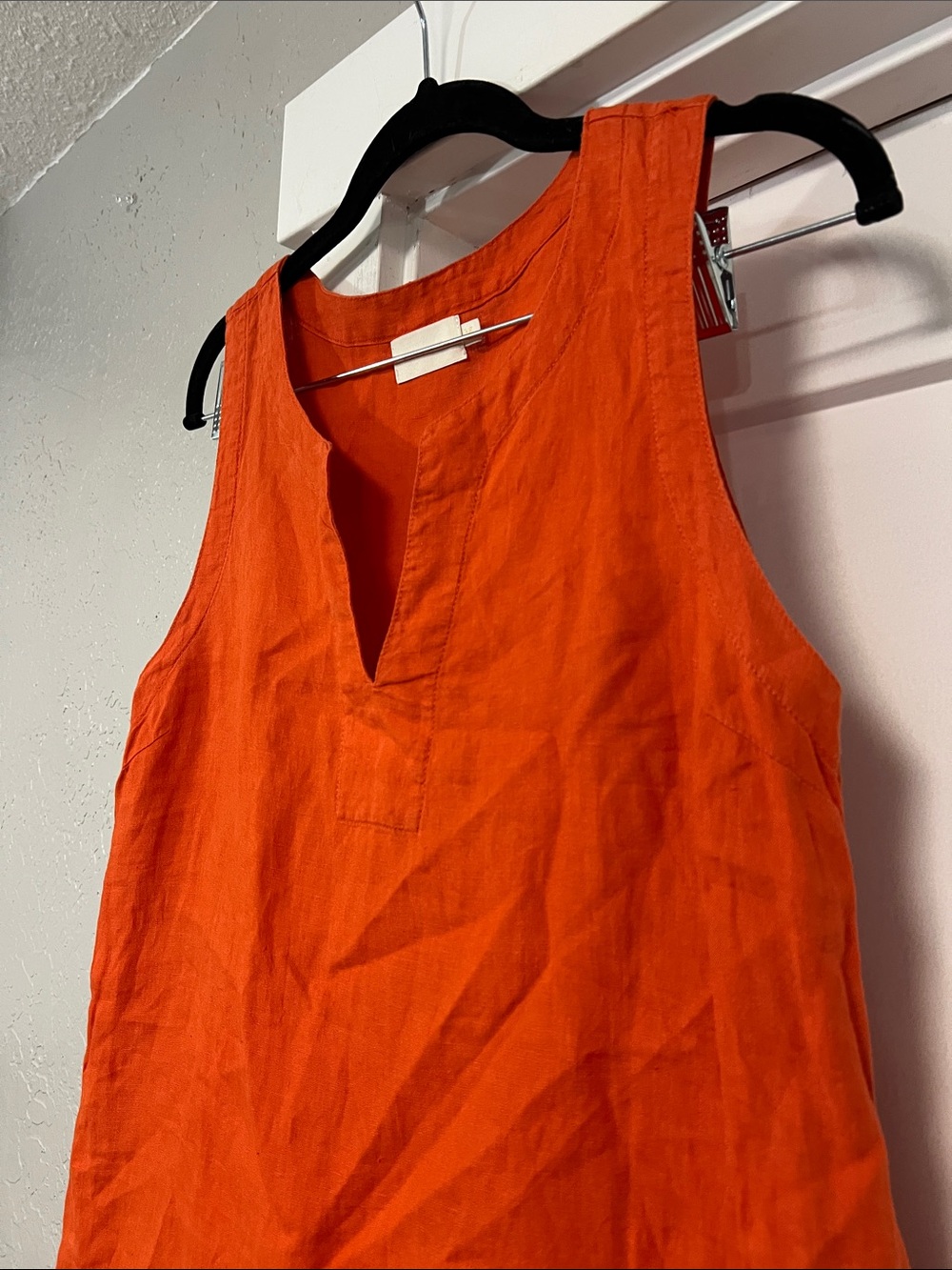 TOUCHE’ WOMEN’S ORANGE LINEN SLEEVELESS MINI DRESS RESORTWEAR CASUAL SIZE MEDIUM - Picture 2 of 12